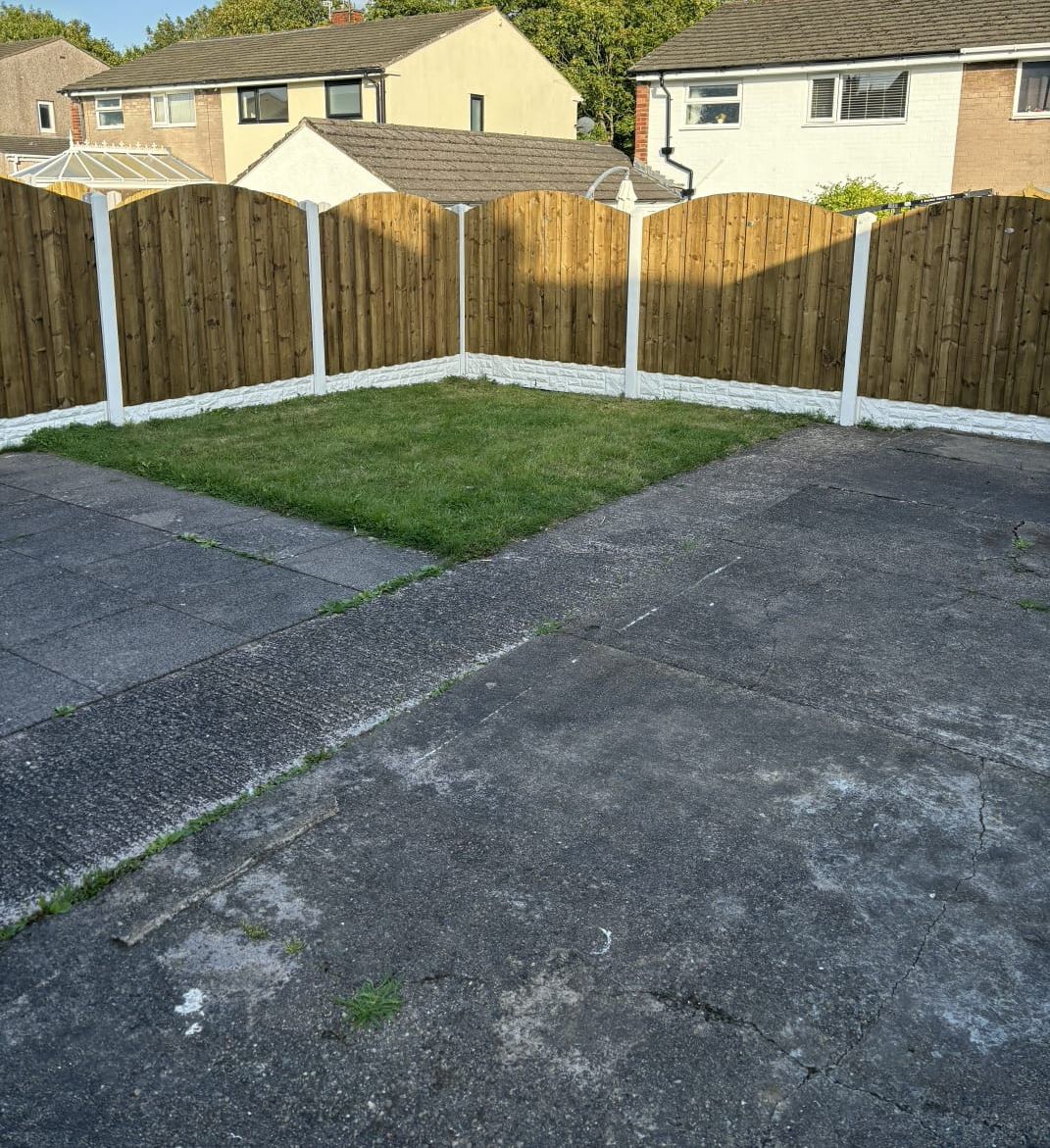 Arched fence panels around a garden